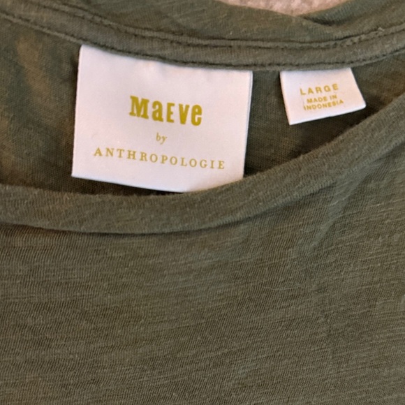Anthropologie Maeve Women’s 100% Cotton Olive Cold Shoulder Tee Size Large - Picture 2 of 5